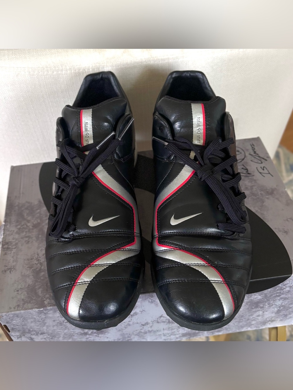 Vintage Nike Total 90 Shift TF 2006 Soccer Shoes T90 Black Silver Red 12 Turf